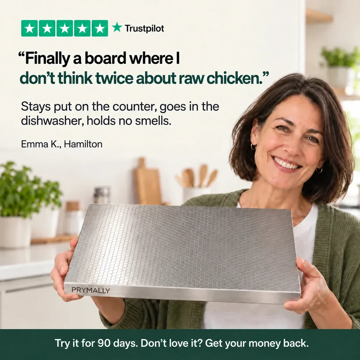 Customer holding the Prymally chopping board